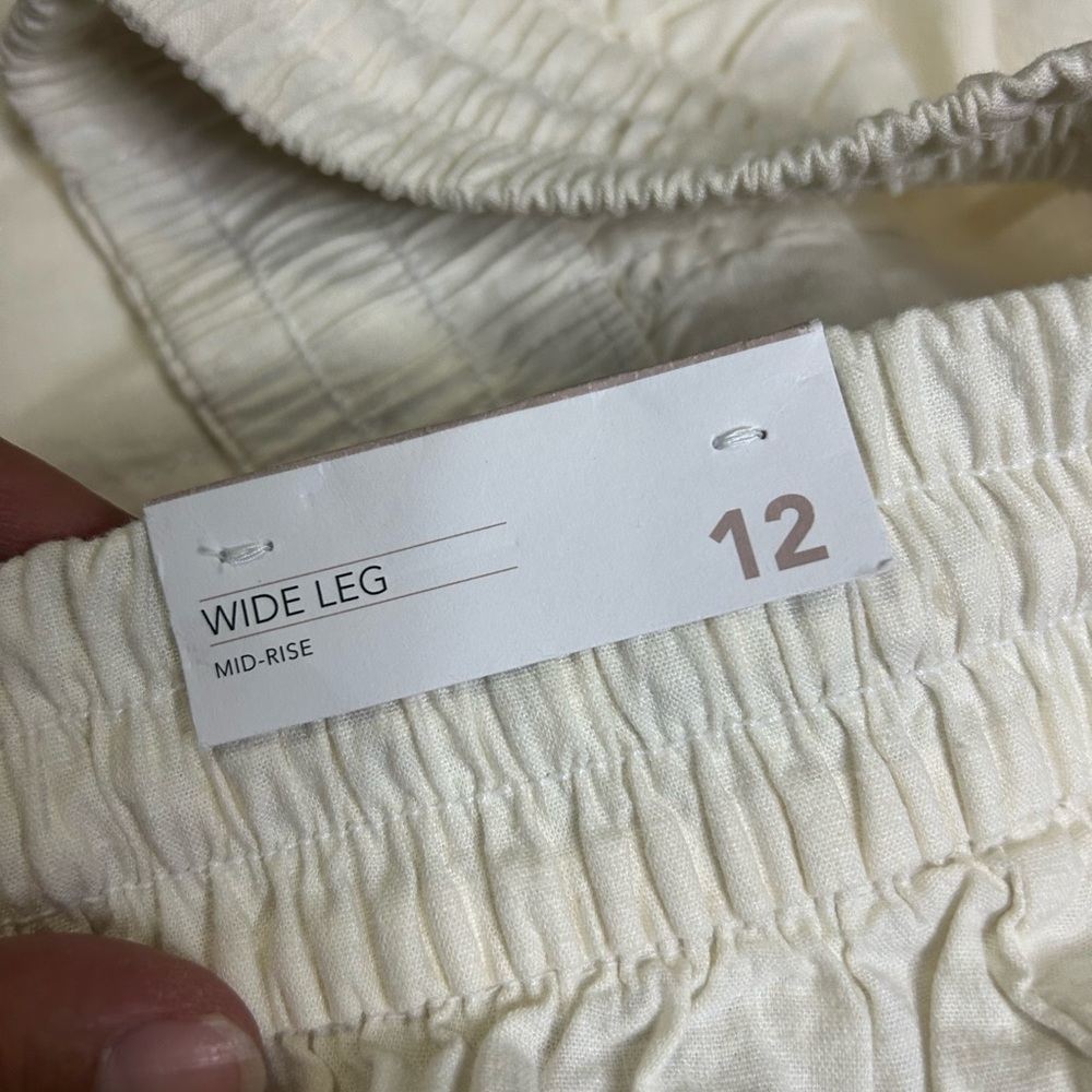 NWT Lane Bryant Cream Linen Wide Leg Mid Rise Pant Size 12 - Picture 7 of 7